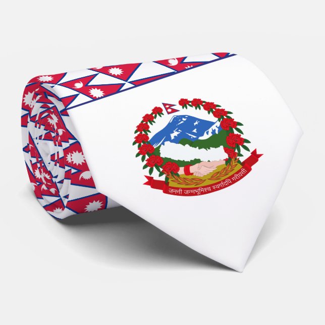 Corbata Bandera y emblema nepaleses, bandera de Nepal (Enrollado)