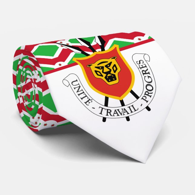 Corbata Bandera y escudo de armas de Burundi, bandera de B (Enrollado)