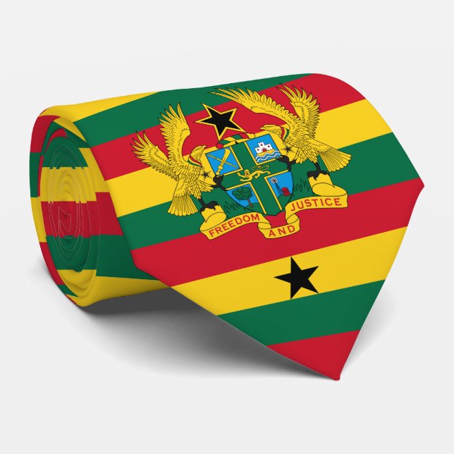 Corbata Bandera y escudo de armas de Ghana, bandera de Gha (Enrollado)