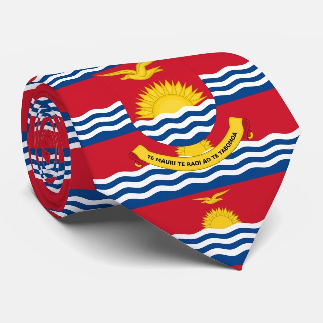 Corbata Bandera y escudo de armas de Kiribati (Enrollado)
