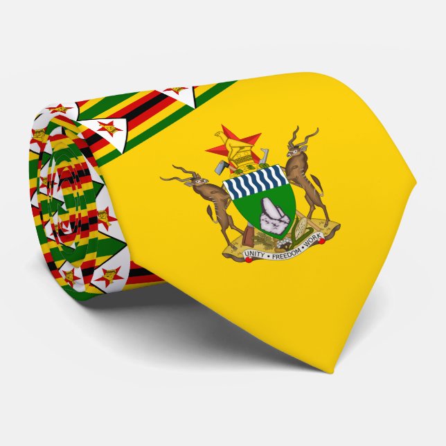 Corbata Bandera y escudo de armas de Zimbabue, bandera de  (Enrollado)