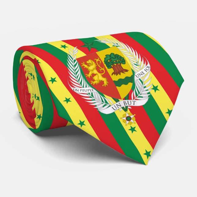 Corbata Bandera y escudo de armas senegaleses, bandera de  (Enrollado)