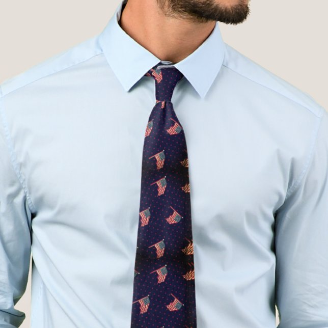 CORBATA BANDERAS AMERICANAS AZULES ROJAS DE POLKA DOT (Subido por el creador)