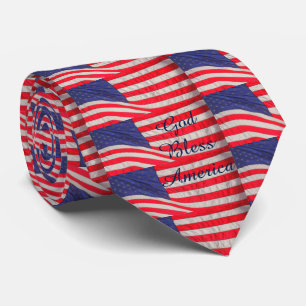 Corbata Banderas Americanas Imprimir Dios Bendiga América