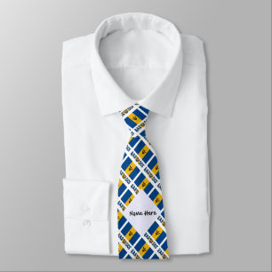 Corbata Barbados y bandera barbadense en mosaico con tu no