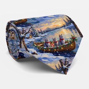 Corbata Barco de Navidad de Gato Azul Oriental Fiesta
