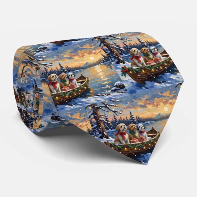 Corbata Barco de Navidad de Shih Tzu Fiesta (Enrollado)