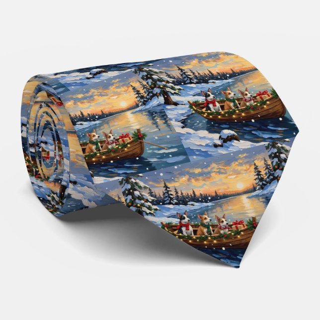 Corbata Barco de Navidad del Terrier de Rata Fiesta (Enrollado)