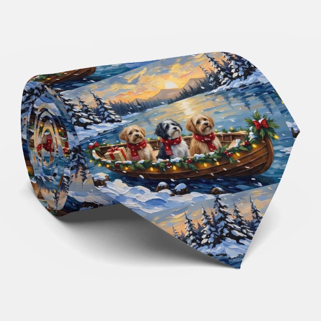 Corbata Barco de Navidad Lhasa Apso Fiesta (Enrollado)