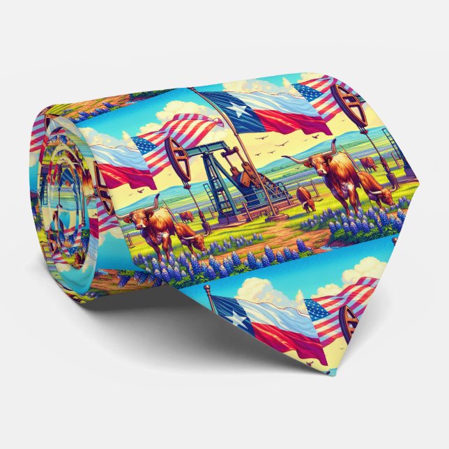 Corbata Barrido de petróleo Jack Texas Bandera estadounide (Enrollado)