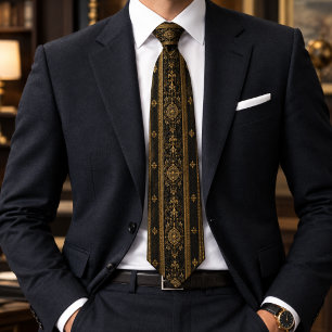 Corbata Barroca Regencia Negra y Dorada