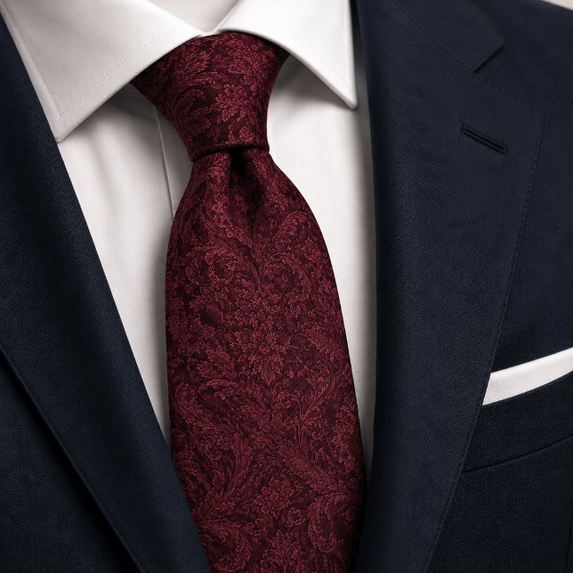 Corbata Barroco de Damasco de Jacquard de Vino Burgundy de (Subido por el creador)