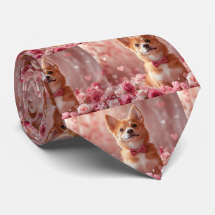 Corbata Basenji con Rosas - Día de San Valentín