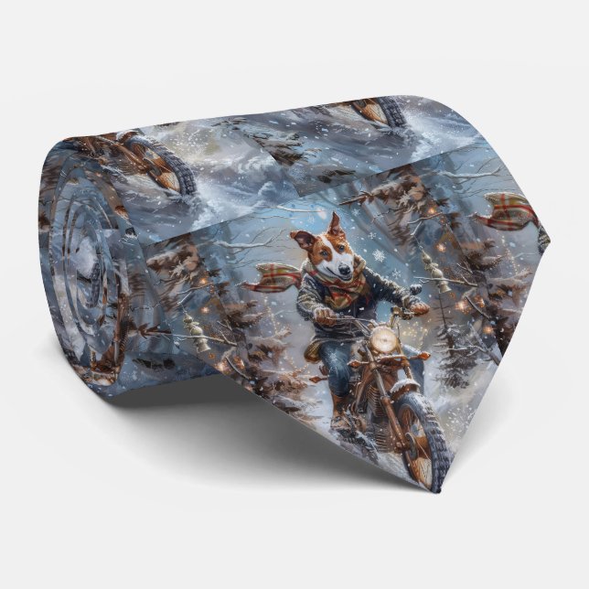 Corbata Basenji Viaje en Motocicleta Navidad (Enrollado)