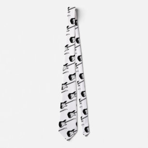 Corbata Bass Guitar Black White Tie
