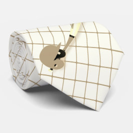 Corbata Bate de béisbol Ball Helmet Tan Check Necktie