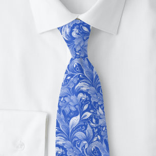 Corbata Batik Botánico Azul Real