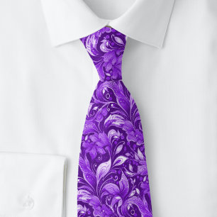 Corbata Batik Botánico de Berenjena