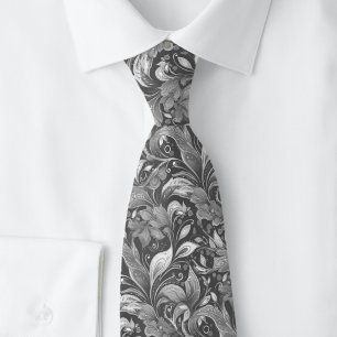 Corbata Batik Botánico de Metal Gris
