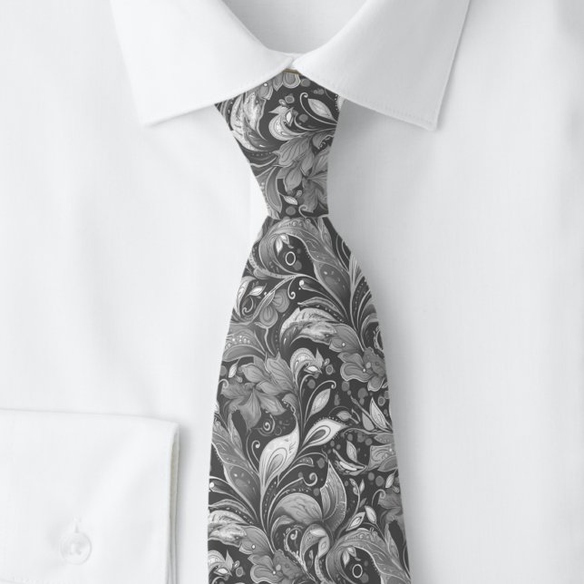 Corbata Batik Botánico de Metal Gris (Subido por el creador)