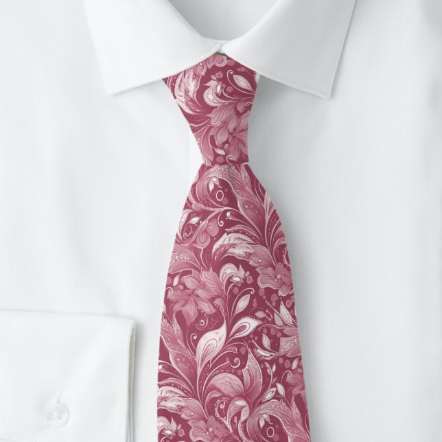 Corbata Batik Botánico de Vino Polvoriento (Subido por el creador)