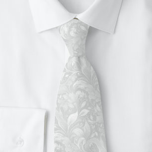 Corbata Batik Botánico Gris Claro