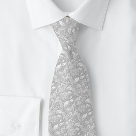 Corbata Batik Botánico Gris Paloma
