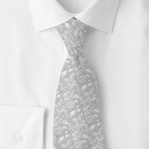 Corbata Batik Botánico Gris Paloma