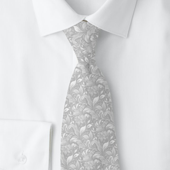 Corbata Batik Botánico Gris Paloma (Subido por el creador)