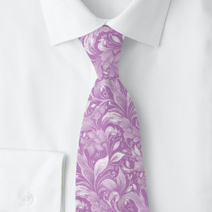 Corbata Batik Botánico Morado Polvoriento