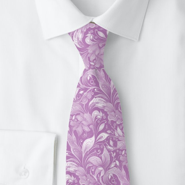 Corbata Batik Botánico Morado Polvoriento (Subido por el creador)