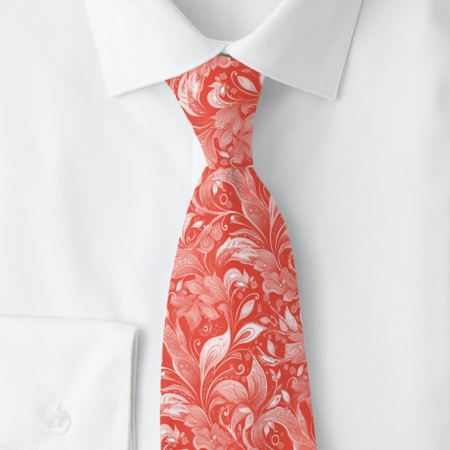 Corbata Batik Botánico Rojo Cereza (Subido por el creador)