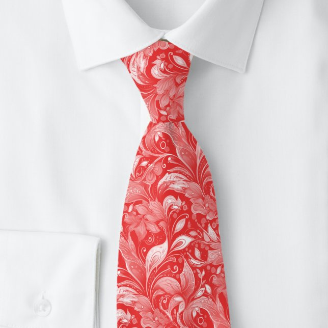 Corbata Batik Botánico Rojo Clásico (Subido por el creador)