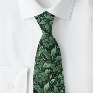 Corbata Batik Botánico Verde Cazador