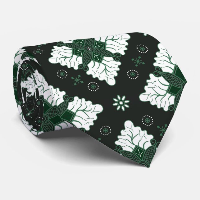 Corbata Batik étnico verde de damasco sin costuras (Enrollado)