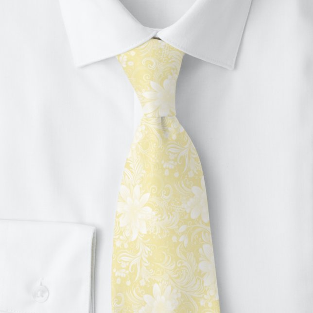 Corbata Batik Floral Amarillo Limón (Subido por el creador)