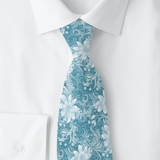 Corbata Batik Floral Azul Místico (Subido por el creador)