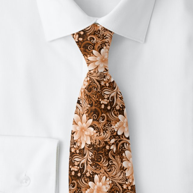 Corbata Batik Floral Castaño (Subido por el creador)