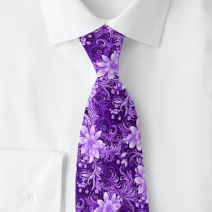 Corbata Batik Floral de Berenjena