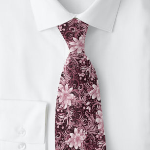 Corbata Batik Floral de Burdeos