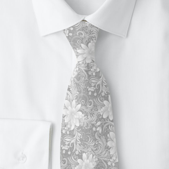 Corbata Batik Floral Gris Paloma (Subido por el creador)