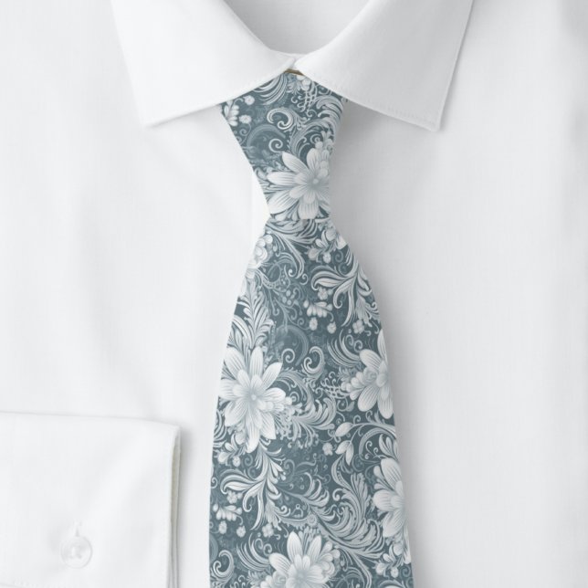 Corbata Batik Floral Gris Pizarra (Subido por el creador)