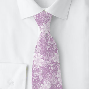 Corbata Batik Floral Lila Polvoriento