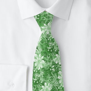 Corbata Batik Floral Verde Bosque