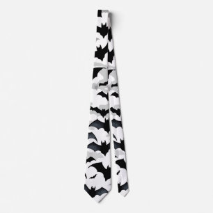 Corbata Bats volantes en blanco y negro