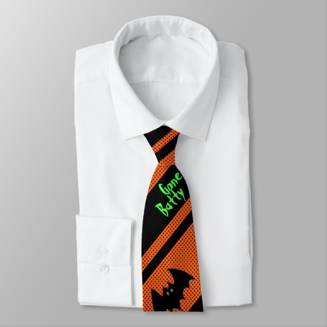 Corbata Batty Gone Halloween Bats, Stripes y Puntos Polka (Atado)