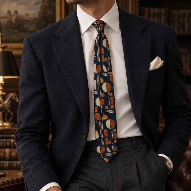 Corbata Bauhaus Geométrico Rust Navy (Subido por el creador)
