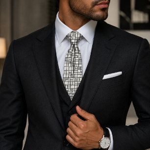 Corbata Bauhaus Gris Geométrico