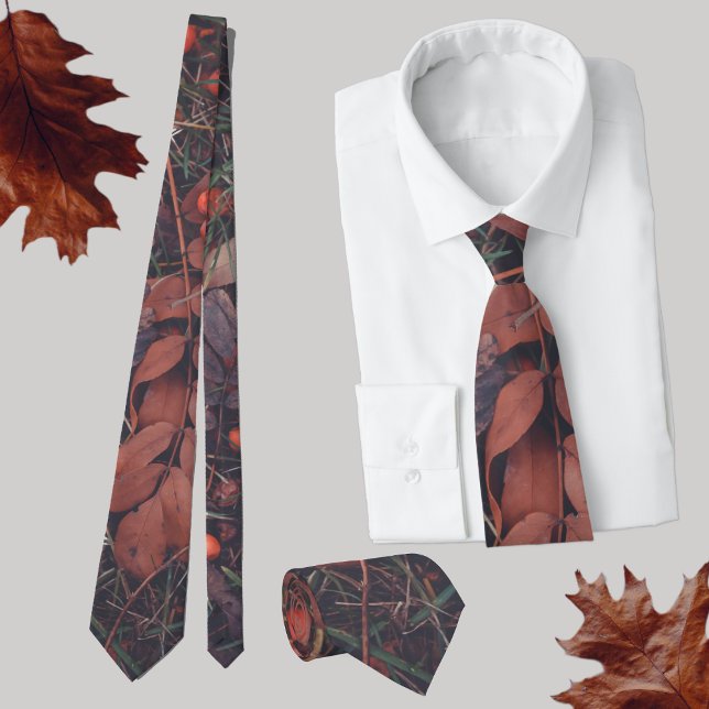 Corbata Bayas rojas y hojas de otoño marrones (Subido por el creador)