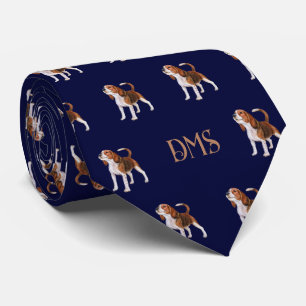 Corbata Beagle Bliss: Monogramed Beagle Pattern Navy Blue